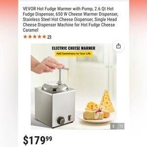 NIB VEVOR Stainless Food Warmer with Pump, 2.6 Dispenser, 650 W Foodservice